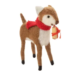 Felt Reindeer Holding Present< Outlet