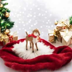 Felt Reindeer Holding Present< Outlet