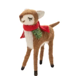Felt Reindeer with Greenery and Scarf< Discount