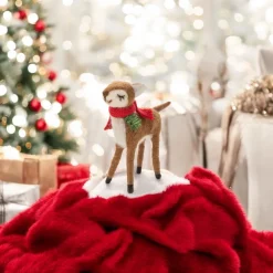 Felt Reindeer with Greenery and Scarf< Discount