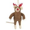 Felt Reindeer with Red Antlers Ornament< Clearance