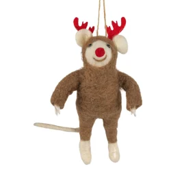 Felt Reindeer with Red Antlers Ornament< Clearance