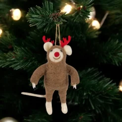 Felt Reindeer with Red Antlers Ornament< Clearance