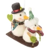 Felt Snowman Couple on Toboggan Ornament< Fashion