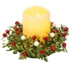 Festive Candle Ring with Red & White Berries - 8 Inch< Fashion