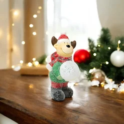 Festive Moose with LED Snowball Figurine< Online