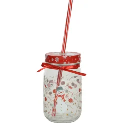 Festive Snowman Mason Jar Cup< New