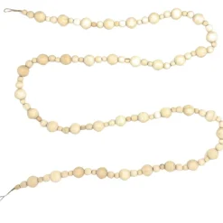 6 Foot Natural Wood Bead Garland< Hot