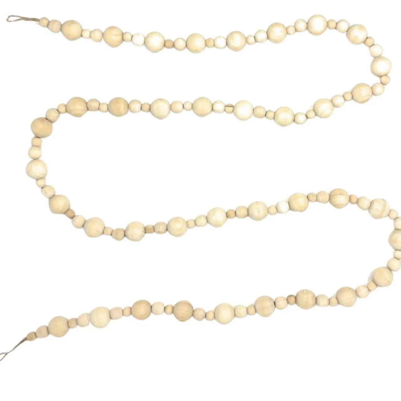6 Foot Natural Wood Bead Garland< Hot