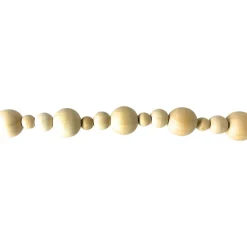 6 Foot Natural Wood Bead Garland< Hot