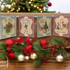 4 Foot Postcard with Tinsel Garland< New