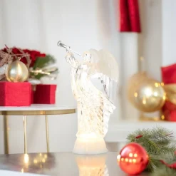 Frosted Lit Swirling Glitter Angel< Outlet