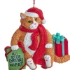Funny Orange Fat Cat "All I Got For Christmas Was Fat" Ornament<Kurt Adler Clearance
