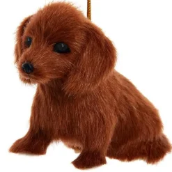 Furry Brown Dachshund Dog Ornament<Kurt Adler Best