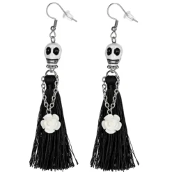 Ganz - Black Dia de los Muertos Tassel Earring< New