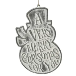 Ganz - Embossed Snowman with Text Ornament< Hot