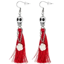 Ganz - Red Dia de los Muertos Tassel Earring< New