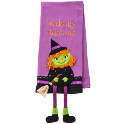 Ganz - Spooky Witch Dangle Leg Tea Towel< Hot