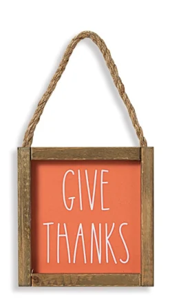 Give Thanks Hanging Wall Sign | The Christmas Loft< Hot