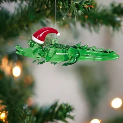 Glass Alligator Ornament< New