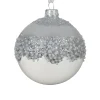 Glass Ball with Silver Glittered Cluster Ornament< New