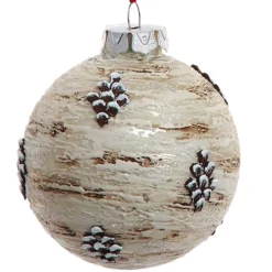 Glass Birch Tree Textured Ball Ornament<Kurt Adler Sale