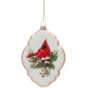 Glass Cardinal Oval Ornament - Festive Decor< Clearance