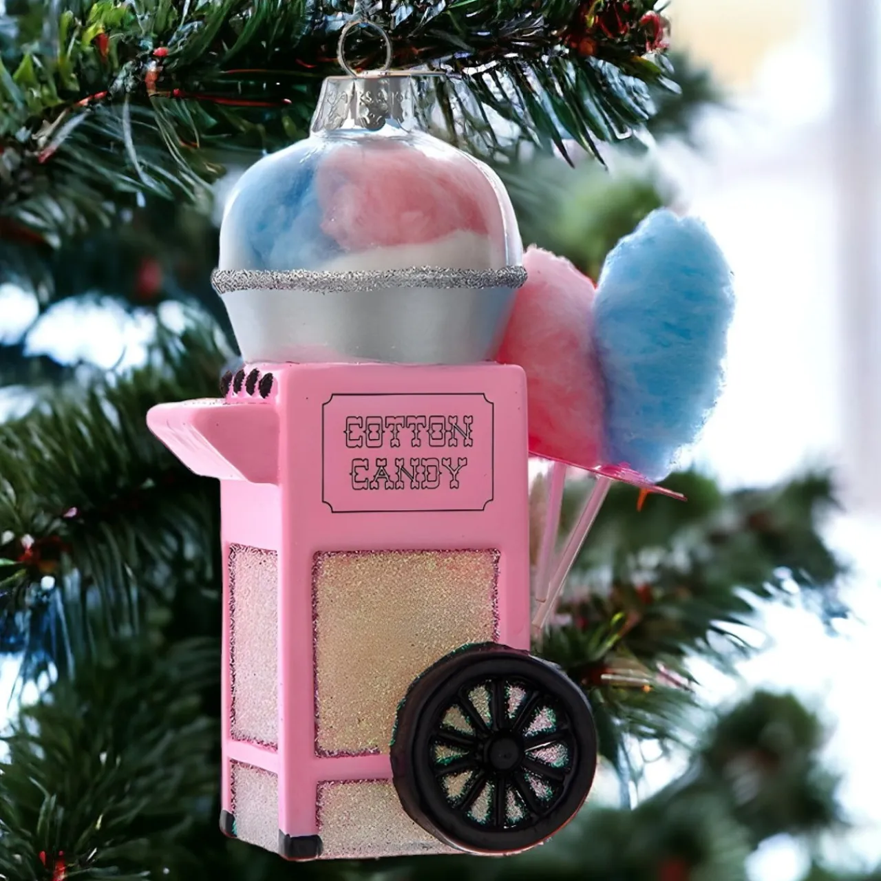 Glass Cotton Candy Cart Ornament<Kurt Adler Fashion