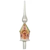 Glass Gingerbread House With Green Roof Finial Tree Topper< Hot