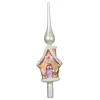 Glass Gingerbread House With White Roof Finial Tree Topper< Hot