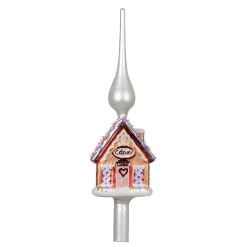 Glass Gingerbread House With Purple Roof Finial Tree Topper< Outlet