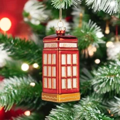 Glass London Phone Box Ornament< Hot
