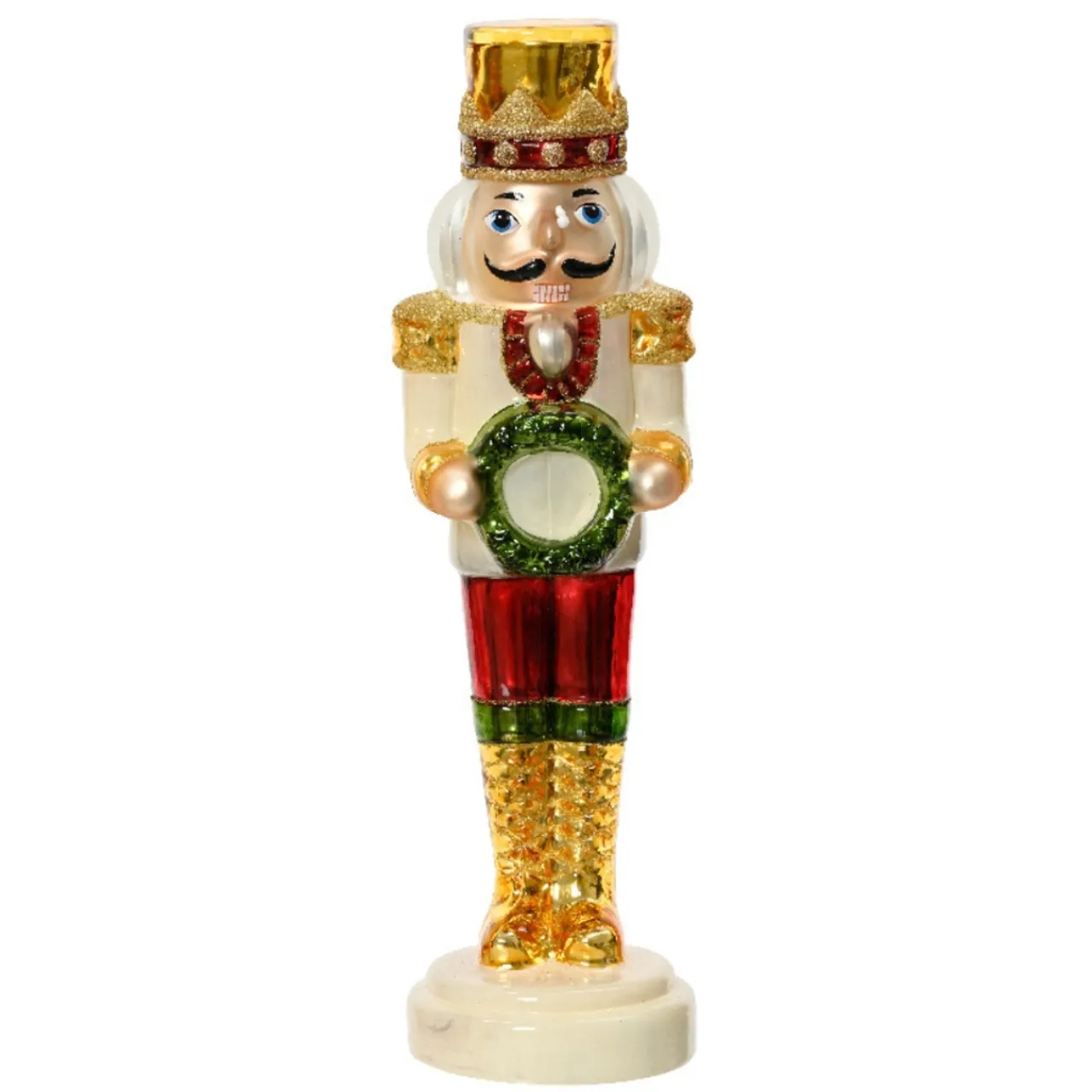 Glass Nutcracker With Gold Hat Figurine< Sale