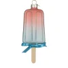 Glass Popsicle with Blue Ribbon Ornament< Sale