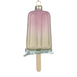 Glass Popsicle with Green Ribbon Ornament< Sale