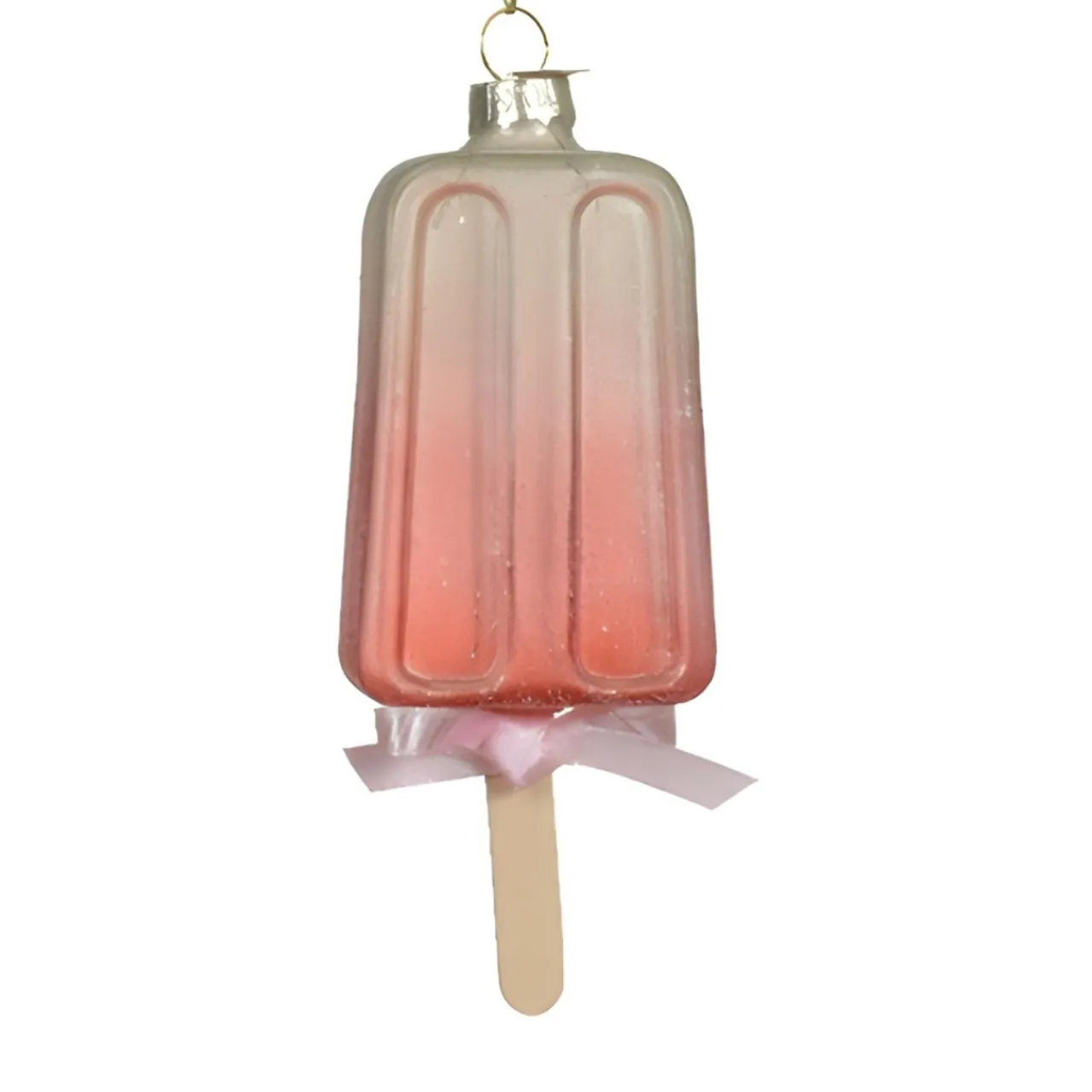 Glass Popsicle with Pink Ribbon Ornament< Online