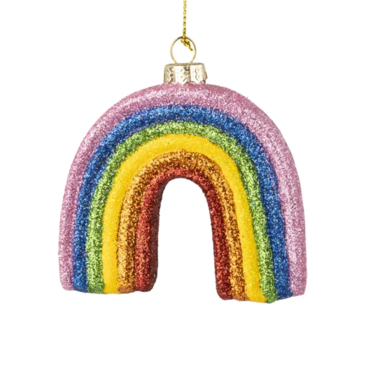 Glass Rainbow Multicolor Ornament with Glitter< Clearance