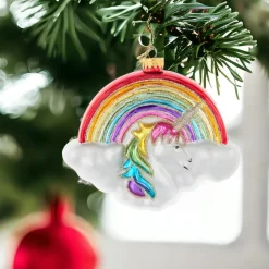 Glass Rainbow Unicorn Ornament<Kurt Adler Online