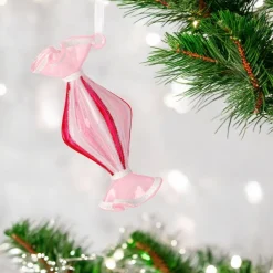 Glass Red and Pink Diamond Peppermint Candy Ornament< Sale