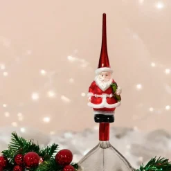 Glass Santa With Gift Finial Tree Topper< Sale