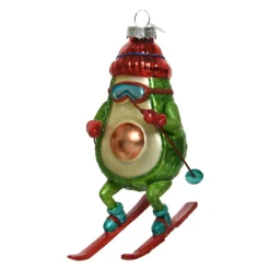 Glass Skiing Avocado Ornament< Sale