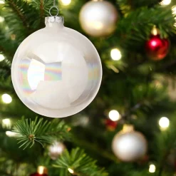 Glass White Candy Ball Ornament< New