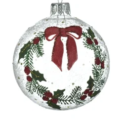 Glittered Berry Wreath Glass Ornament< Clearance