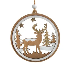 Glittered Deer Scene Wood Ornament<Kurt Adler Discount