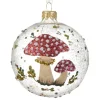 Glittered Mushrooms Glass Ornament< Discount