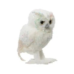 Glittered White Owl Ornament< Fashion