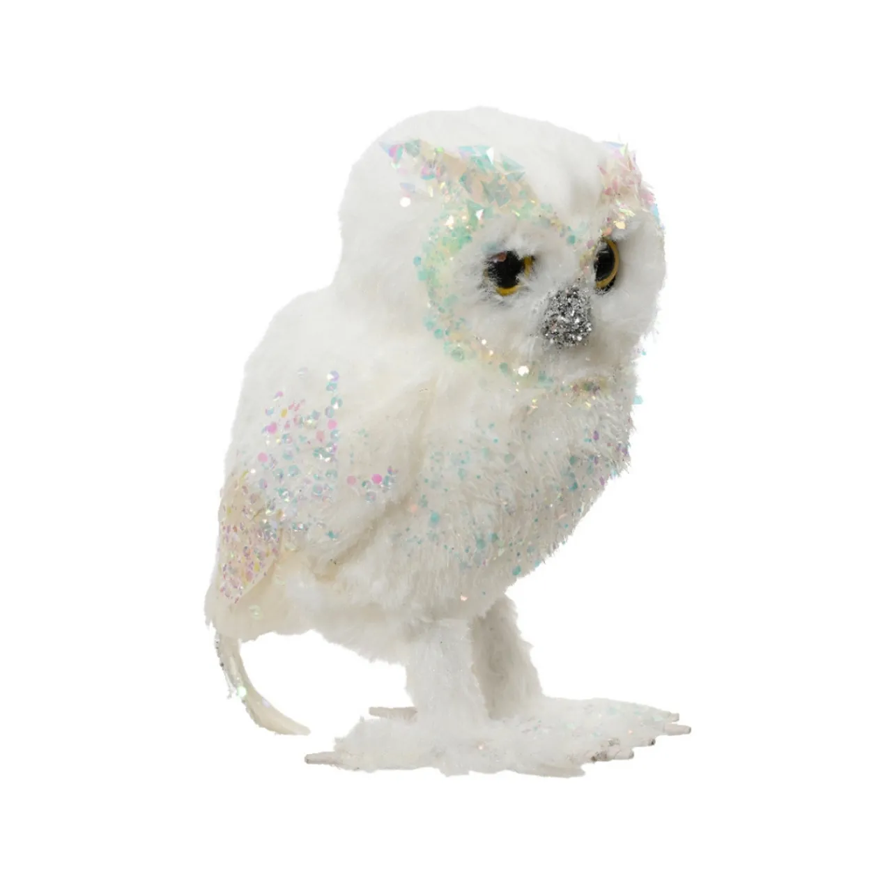Glittered White Owl Ornament< Fashion