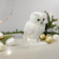 Glittered White Owl Ornament< Fashion