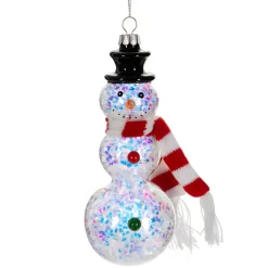 Glittering Snowman with Black Hat Ornament< Hot