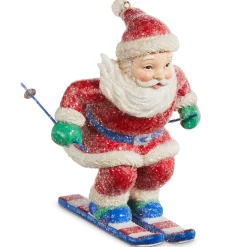 Glittery Skiing Santa Ornament< Fashion